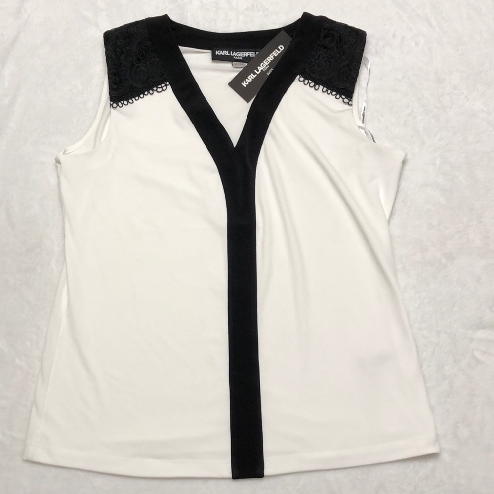 Karl lagerfeld top with black lace